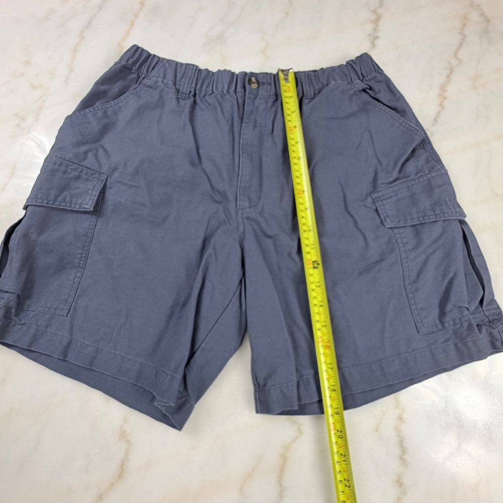 Scandia Woods Mens 38 Cargo Shorts Navy Blue Cotton Elastic Waist Utility Faded
